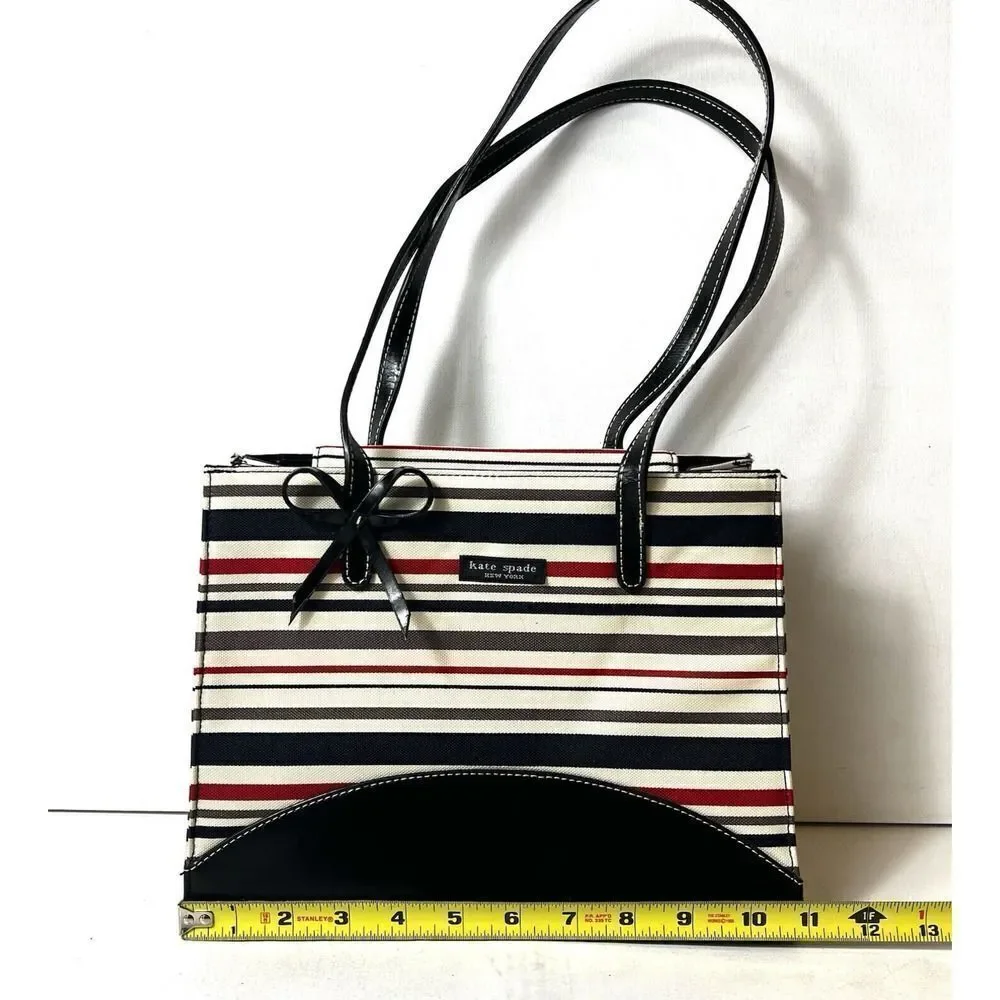 kate spade new york Womens Mini Small Purse Handbag Stripe Bow Multicolor Canvas